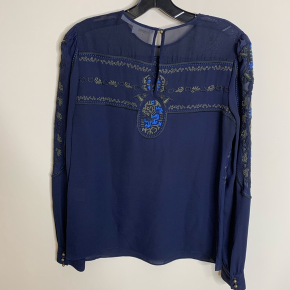 Veronica Beard Tobi Silk Embroidered blouse sz 2 - Picture 8 of 9
